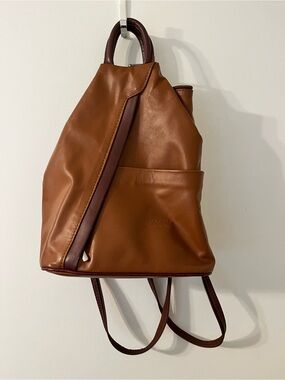 Vera Pell Women’s Brown Leather Backpack purse - Casual Convertible Bag